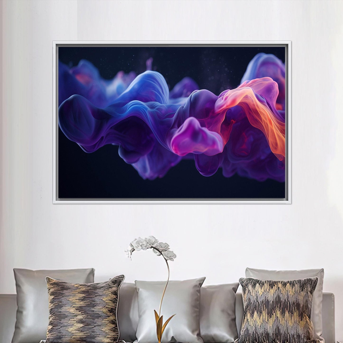 Abstract Blue Purple Smoke Digital Canvas Print