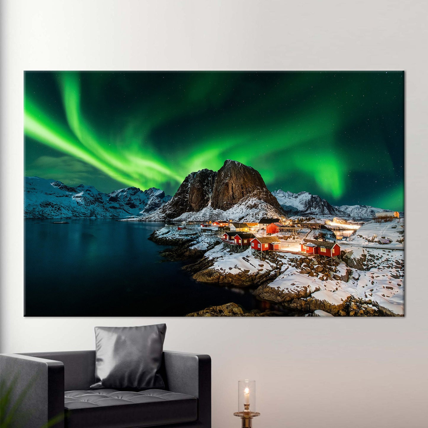 Northern Lights Landscape Lofoten Canvas Print