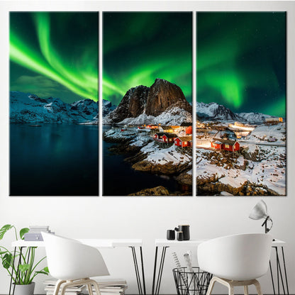 Northern Lights Landscape Lofoten Canvas Print