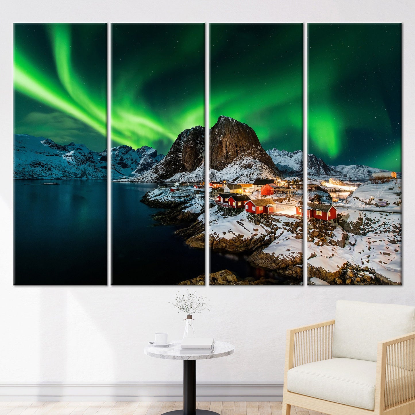 Northern Lights Landscape Lofoten Canvas Print