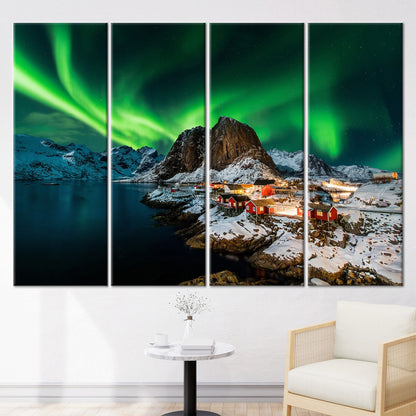 Northern Lights Landscape Lofoten Canvas Print