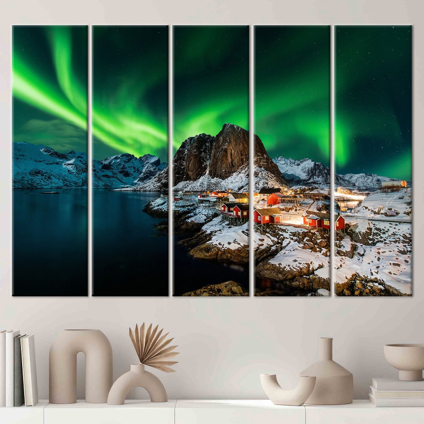 Northern Lights Landscape Lofoten Canvas Print