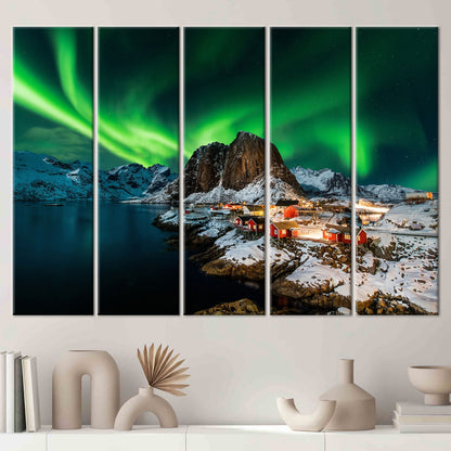 Northern Lights Landscape Lofoten Canvas Print