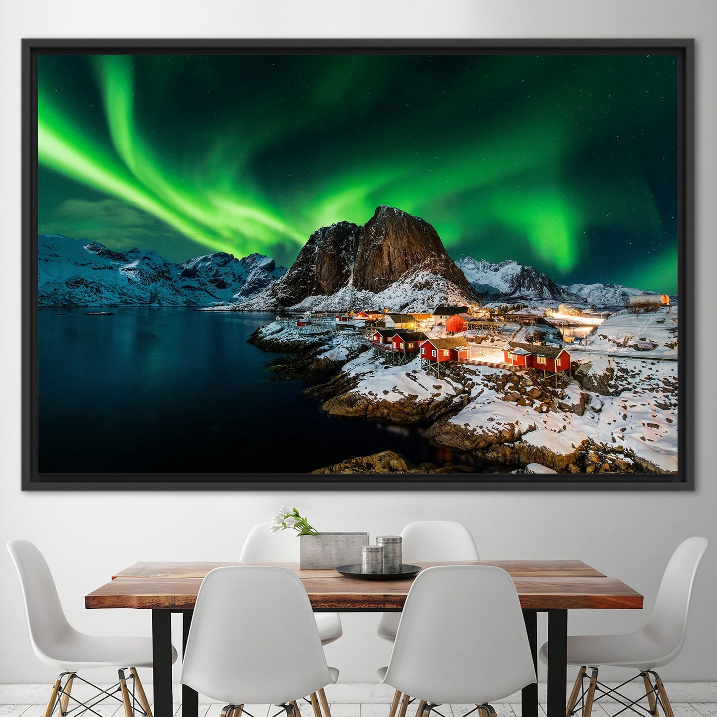 Northern Lights Landscape Lofoten Canvas Print