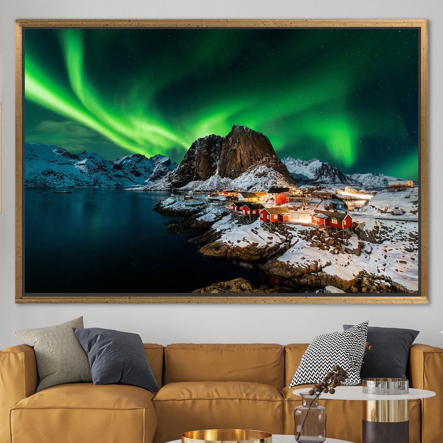 Northern Lights Landscape Lofoten Canvas Print