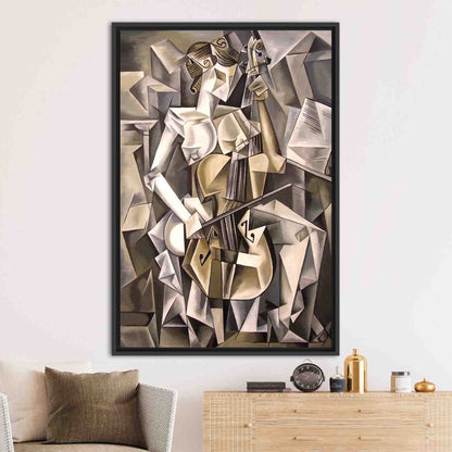 Abstract Cubism Canvas: Woman Playing Cello, 3D Wall Art, Large Canvas Gift