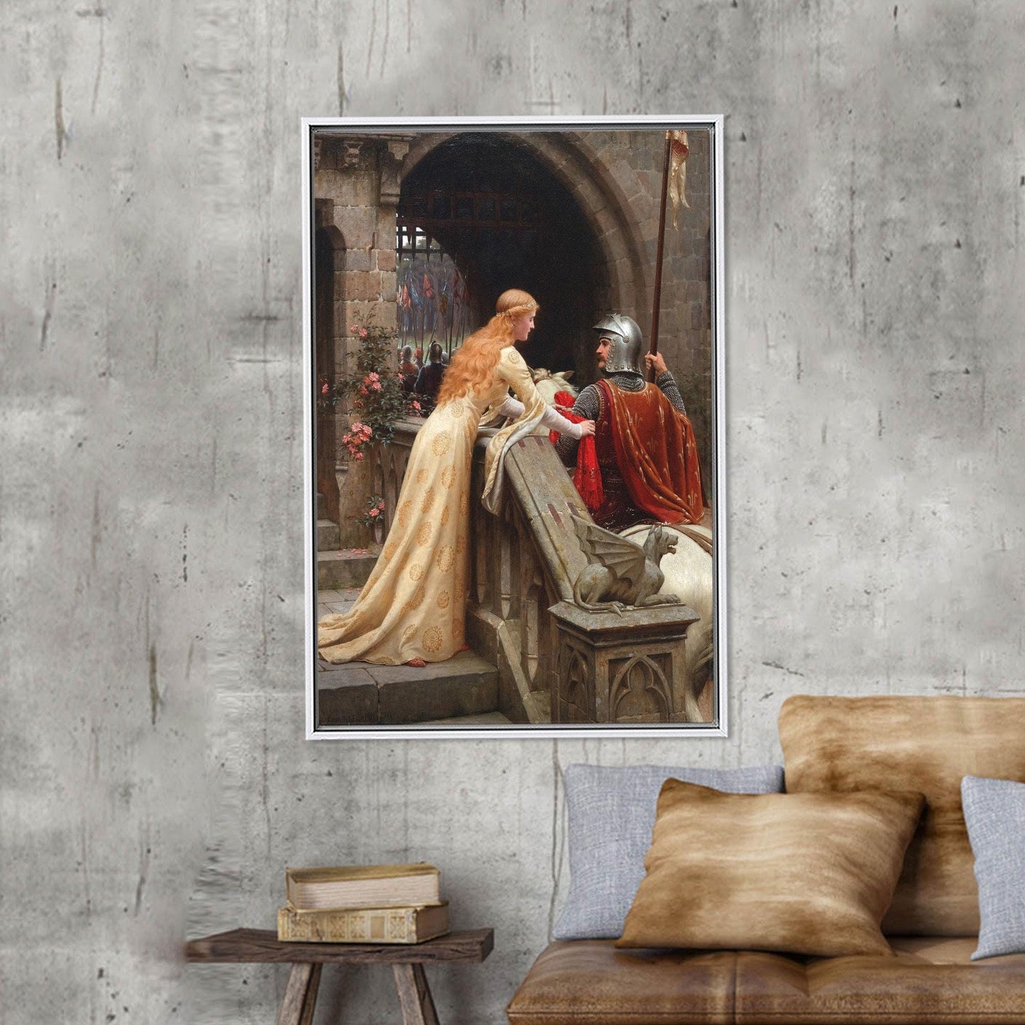 Medieval Romance Knight and Lady Canvas Print