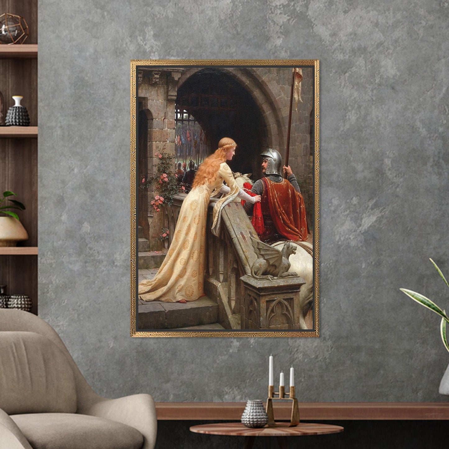 Medieval Romance Knight and Lady Canvas Print