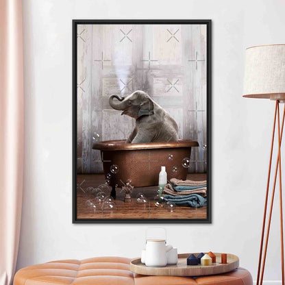 Elephant Bathroom Cute Bathtub Canvas Print