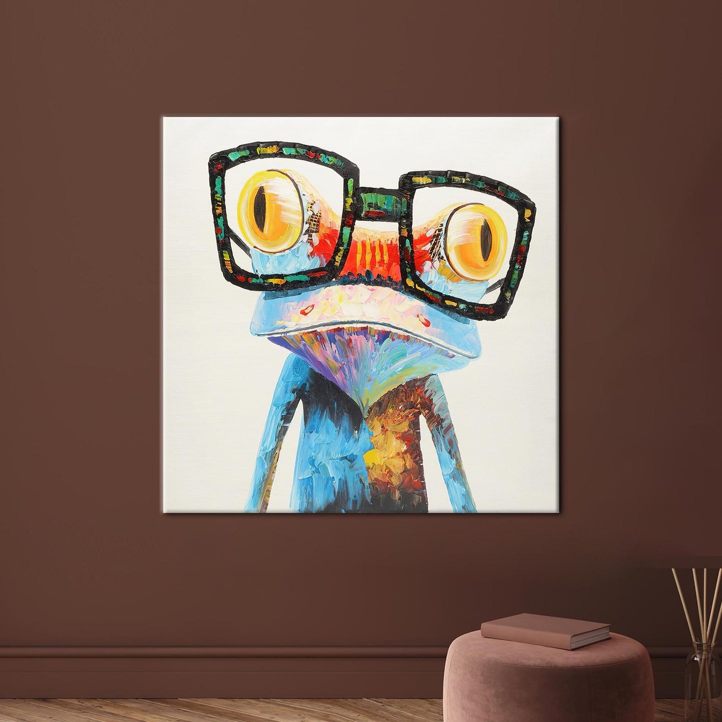 Rainbow Frog Glasses Fun Colorful Canvas Print