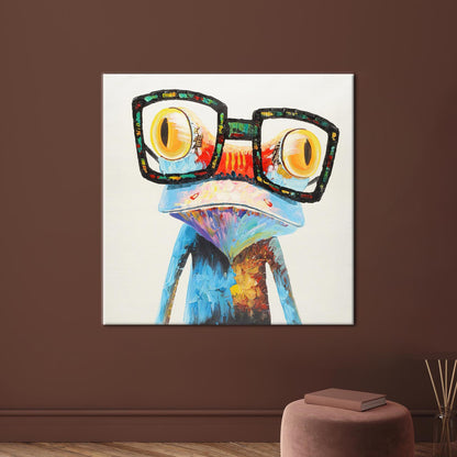 Rainbow Frog Glasses Fun Colorful Canvas Print