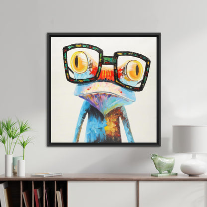 Rainbow Frog Glasses Fun Colorful Canvas Print