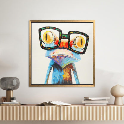 Rainbow Frog Glasses Fun Colorful Canvas Print