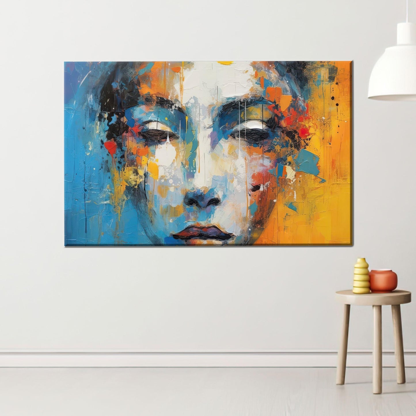 Bold Blue and Yellow Abstract Canvas Print
