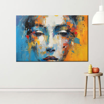 Bold Blue and Yellow Abstract Canvas Print