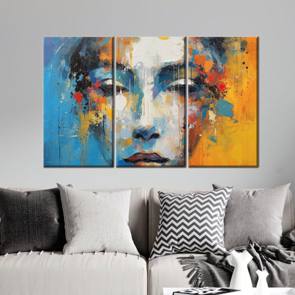Bold Blue and Yellow Abstract Canvas Print