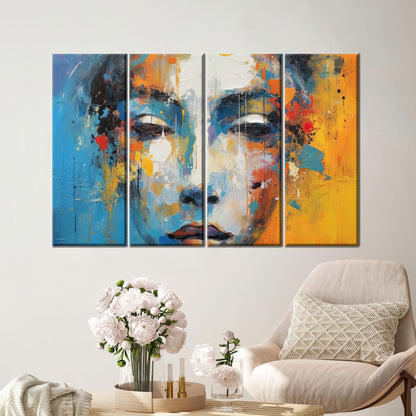Bold Blue and Yellow Abstract Canvas Print