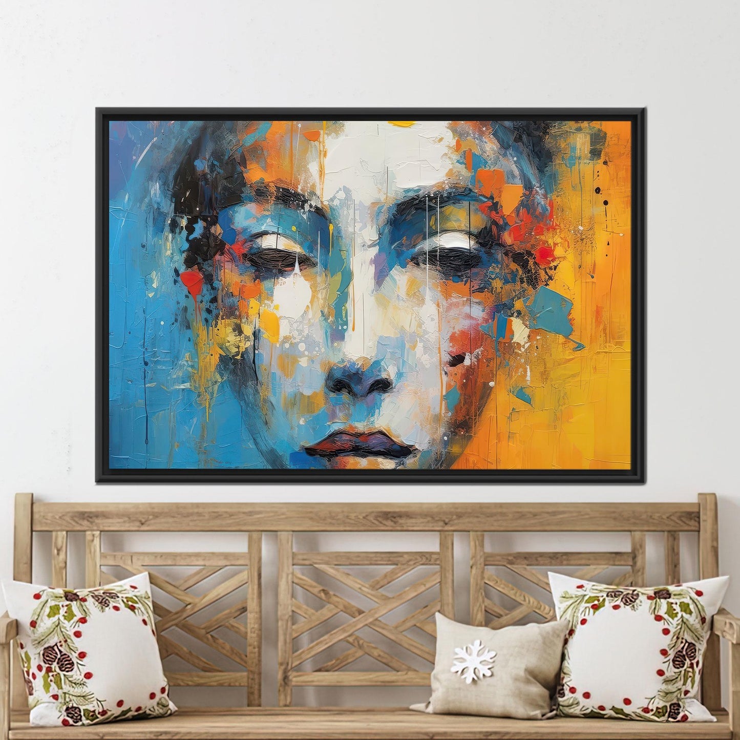Bold Blue and Yellow Abstract Canvas Print