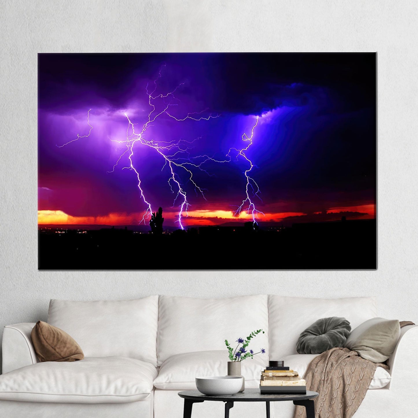 Purple Sky Thunder Lightning Storm Canvas Print