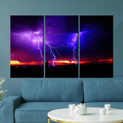 Purple Sky Thunder Lightning Storm Canvas Print