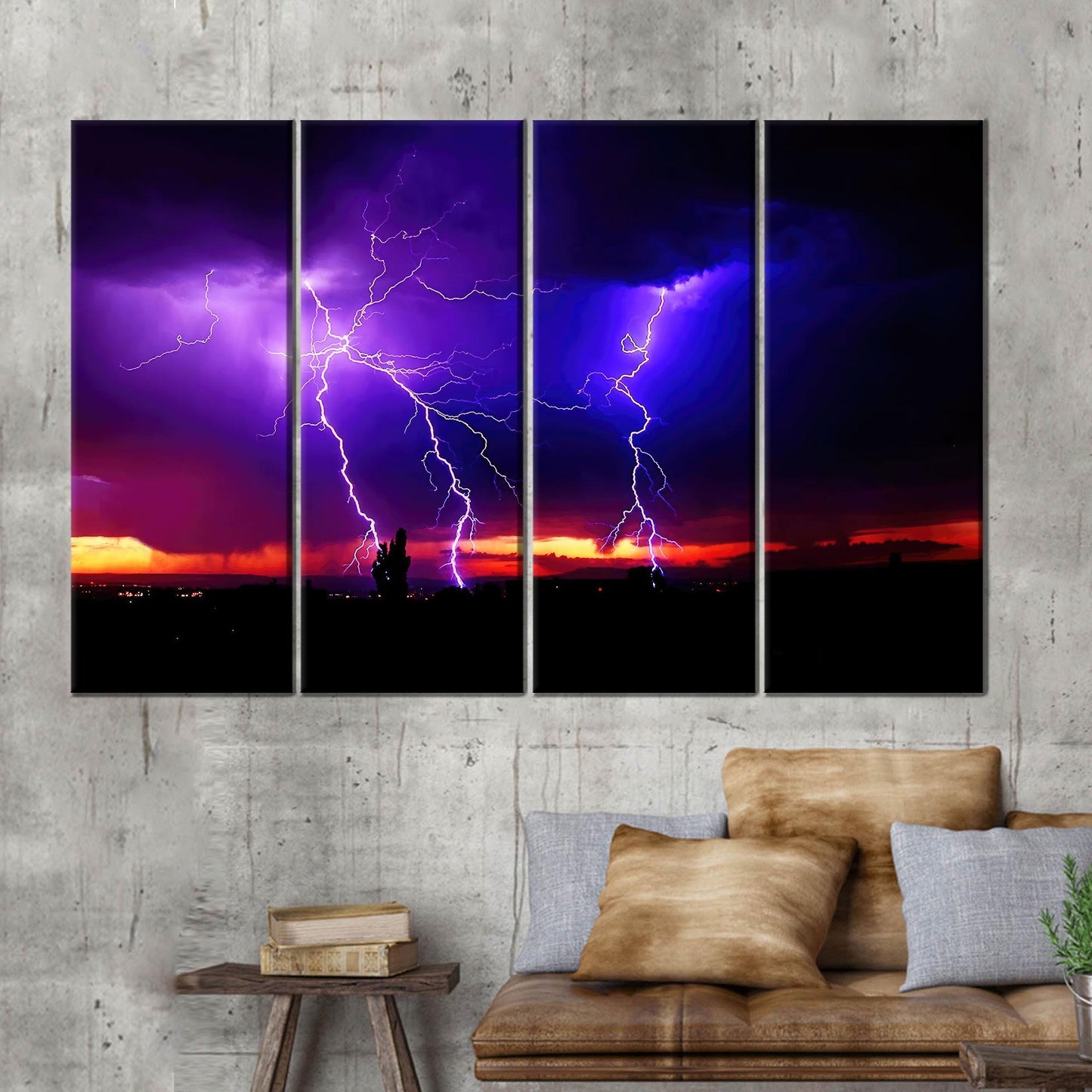 Purple Sky Thunder Lightning Storm Canvas Print
