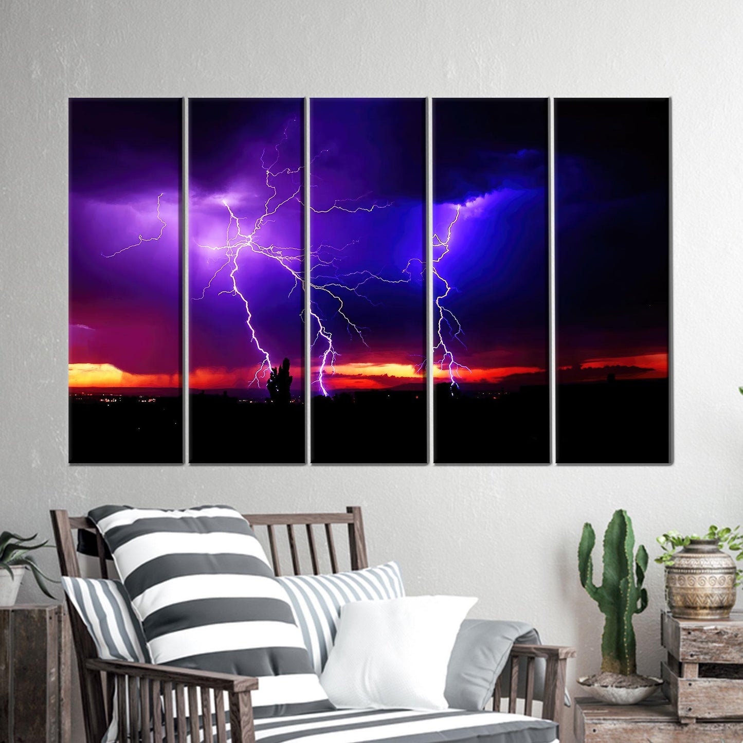 Purple Sky Thunder Lightning Storm Canvas Print