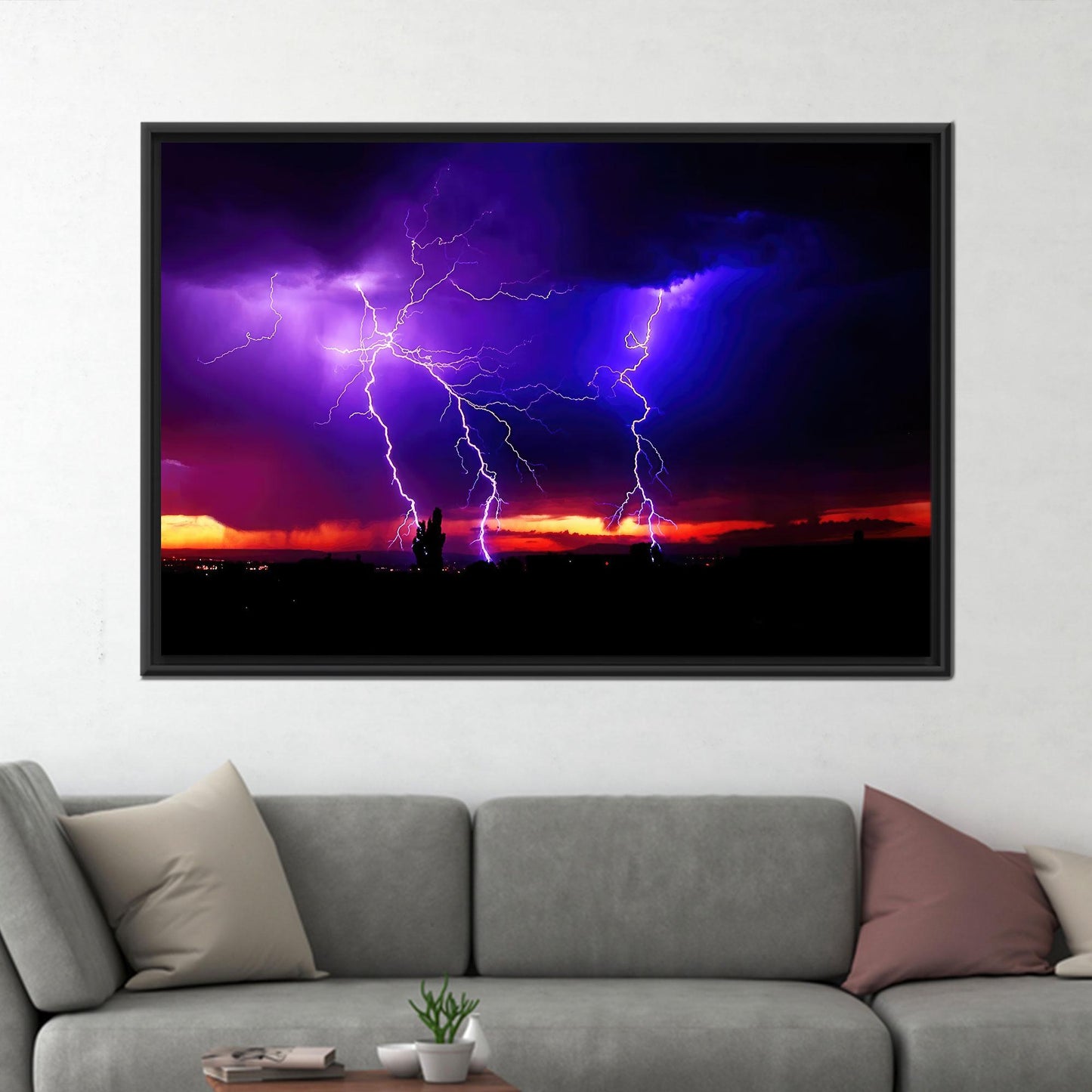 Purple Sky Thunder Lightning Storm Canvas Print