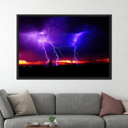 Purple Sky Thunder Lightning Storm Canvas Print