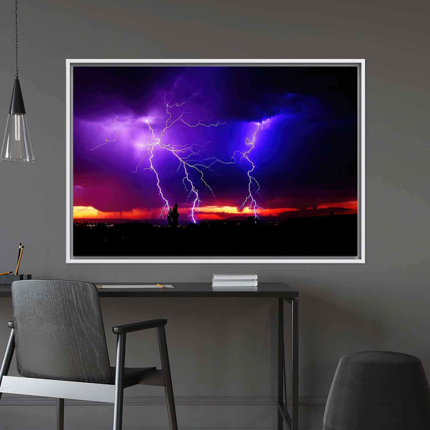 Purple Sky Thunder Lightning Storm Canvas Print