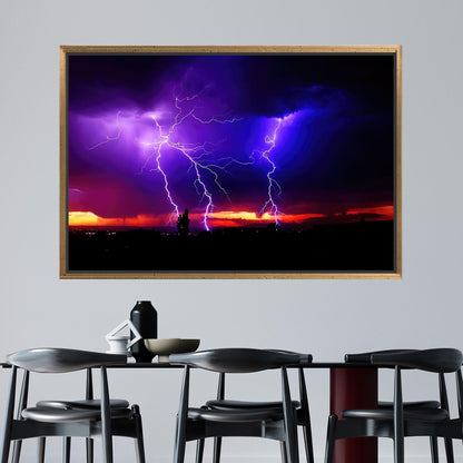 Purple Sky Thunder Lightning Storm Canvas Print
