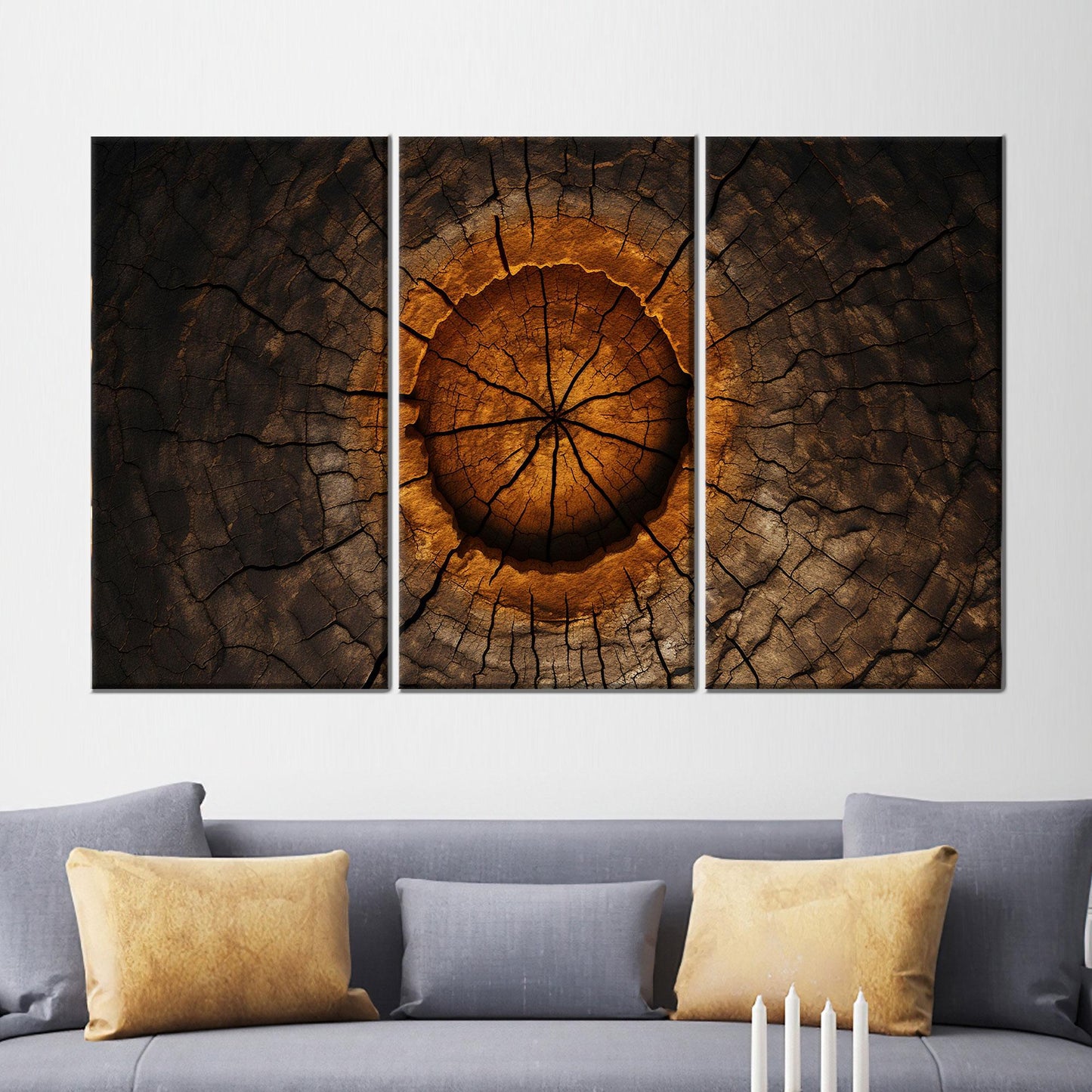 Tree Ring Abstract Burnt Wood Canvas Print