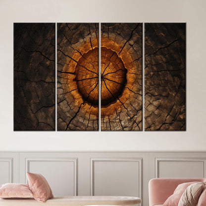 Tree Ring Abstract Burnt Wood Canvas Print