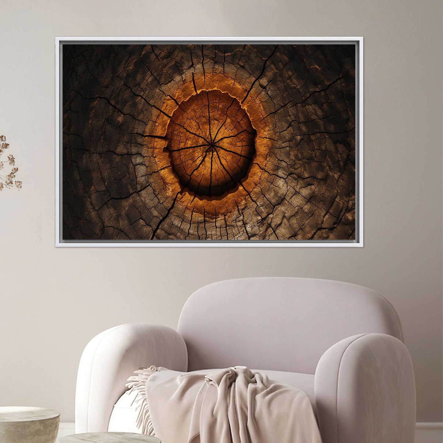Tree Ring Abstract Burnt Wood Canvas Print