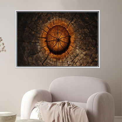 Tree Ring Abstract Burnt Wood Canvas Print
