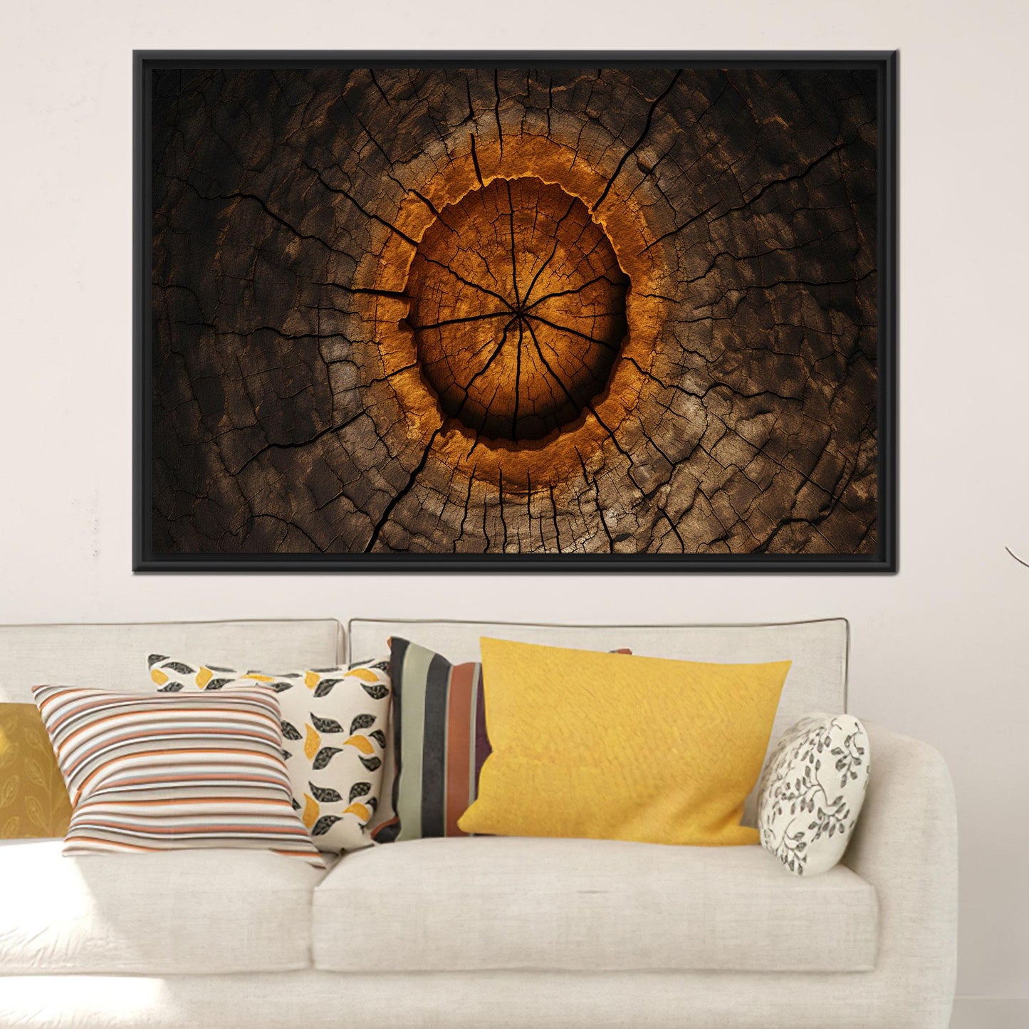 Tree Ring Abstract Burnt Wood Canvas Print
