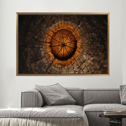 Tree Ring Abstract Burnt Wood Canvas Print