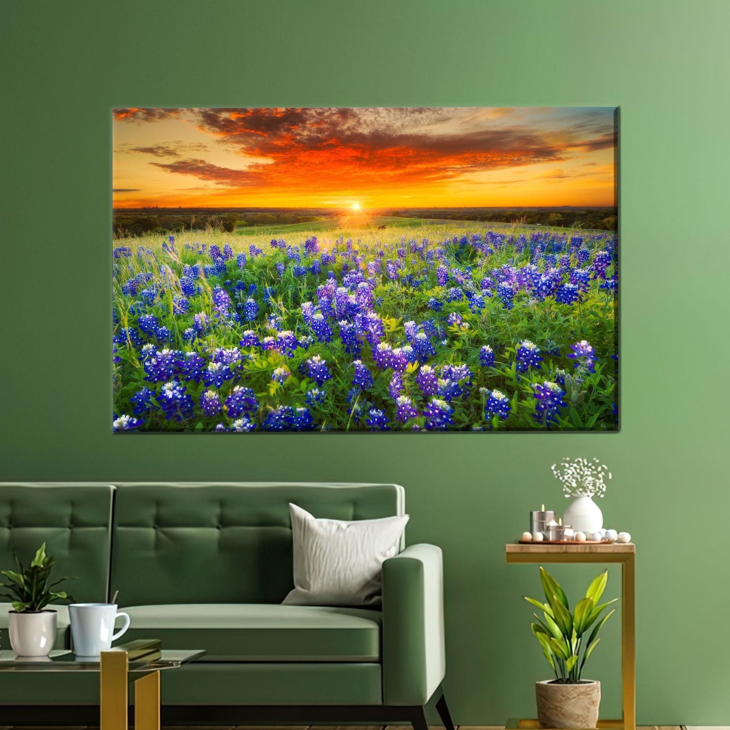 Texas Bluebonnet Sunset Vibrant Wildflower Canvas Print