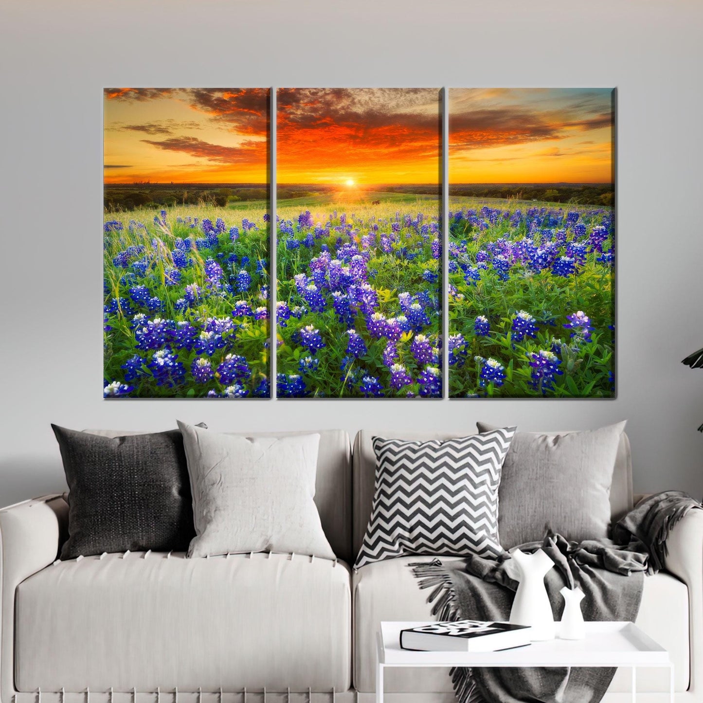 Texas Bluebonnet Sunset Vibrant Wildflower Canvas Print