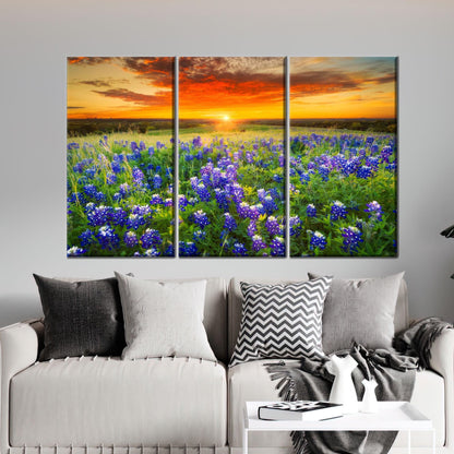 Texas Bluebonnet Sunset Vibrant Wildflower Canvas Print