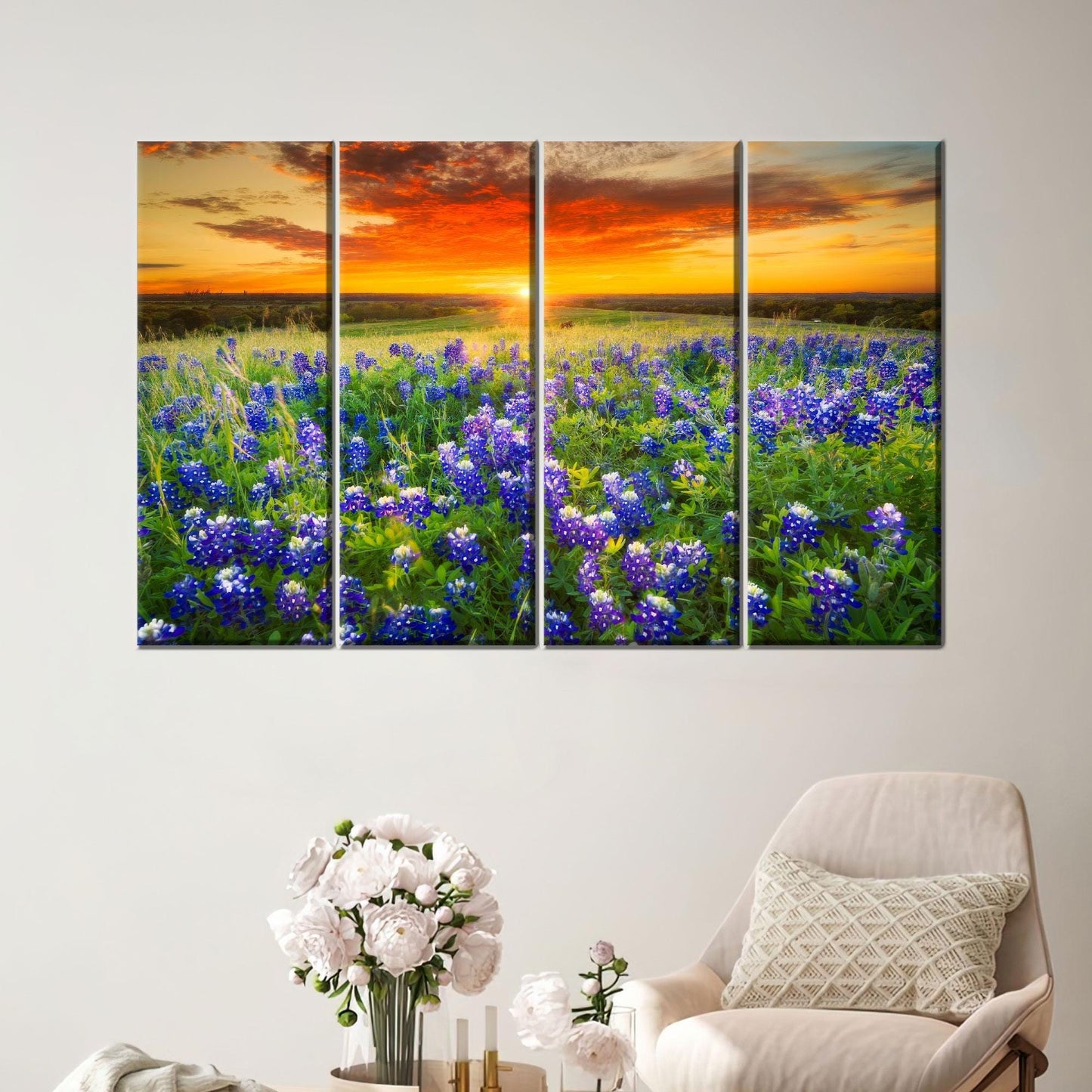 Texas Bluebonnet Sunset Vibrant Wildflower Canvas Print