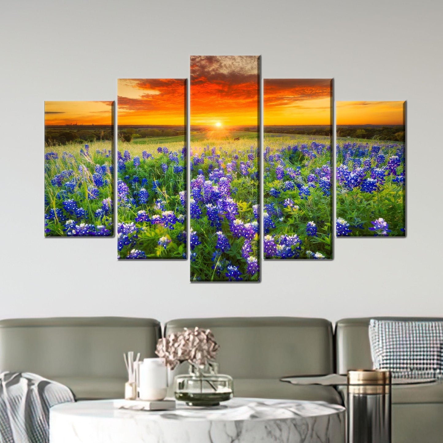 Texas Bluebonnet Sunset Vibrant Wildflower Canvas Print