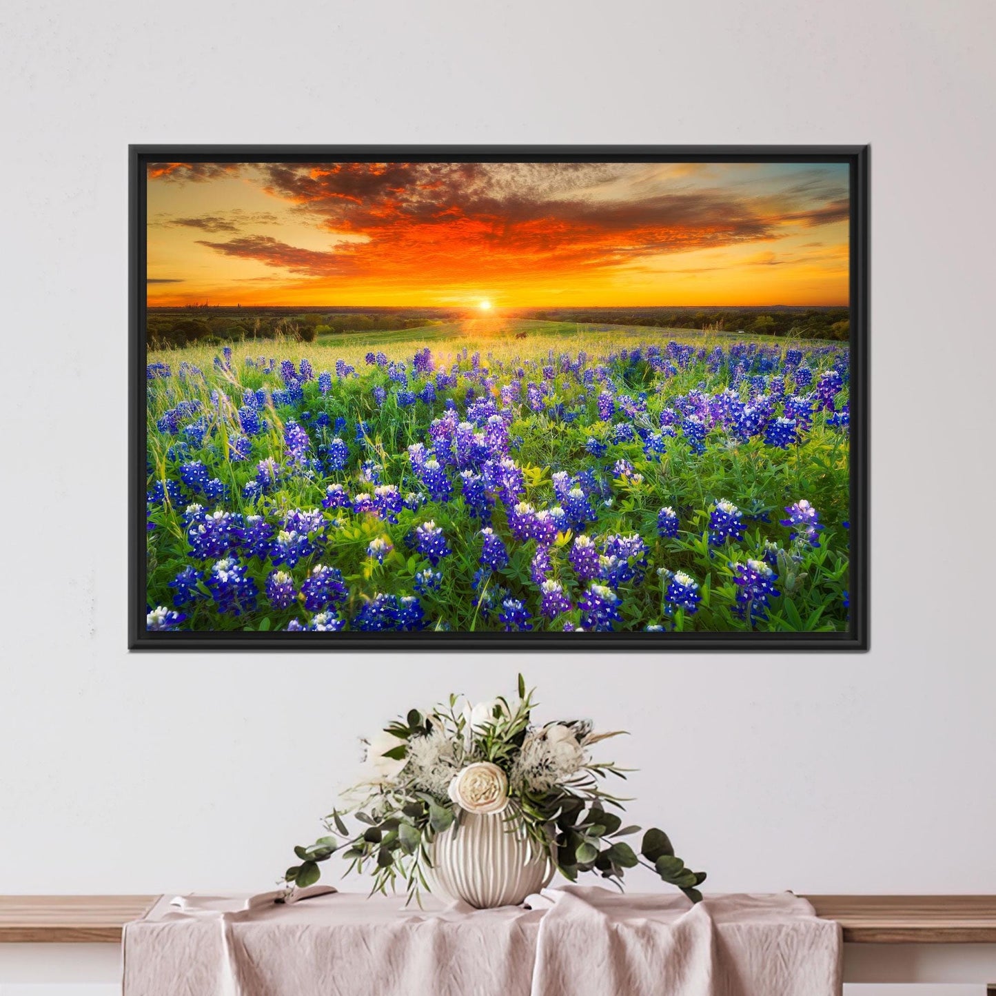 Texas Bluebonnet Sunset Vibrant Wildflower Canvas Print
