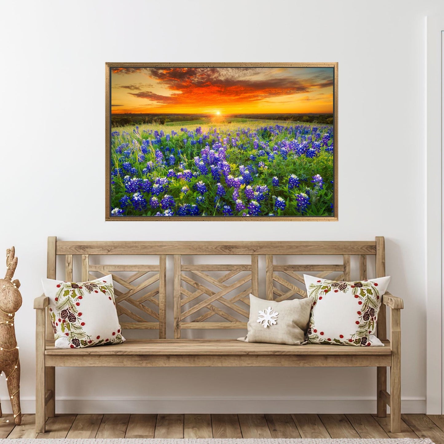 Texas Bluebonnet Sunset Vibrant Wildflower Canvas Print