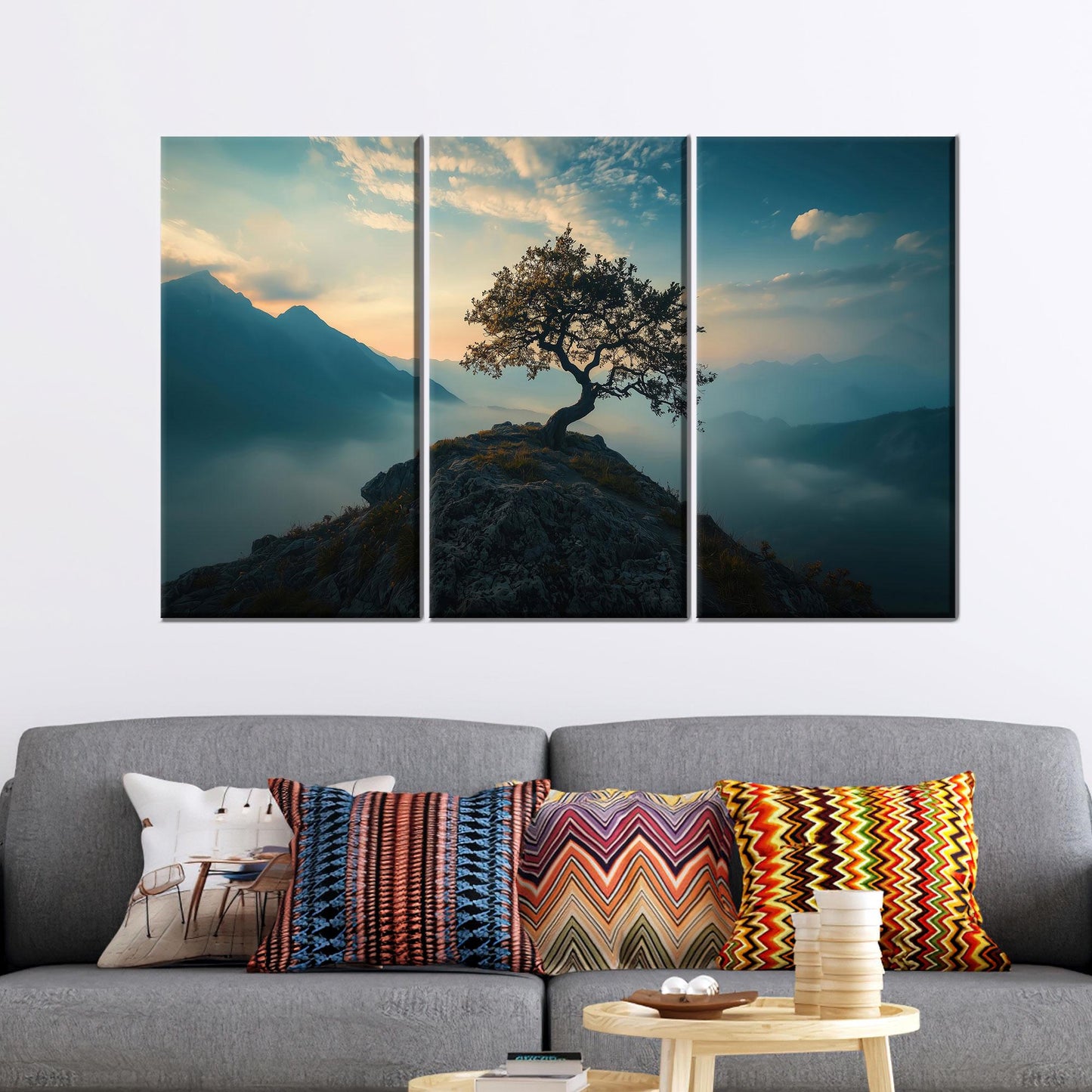 Lone Tree Mountain Serene Sunset Canvas Print