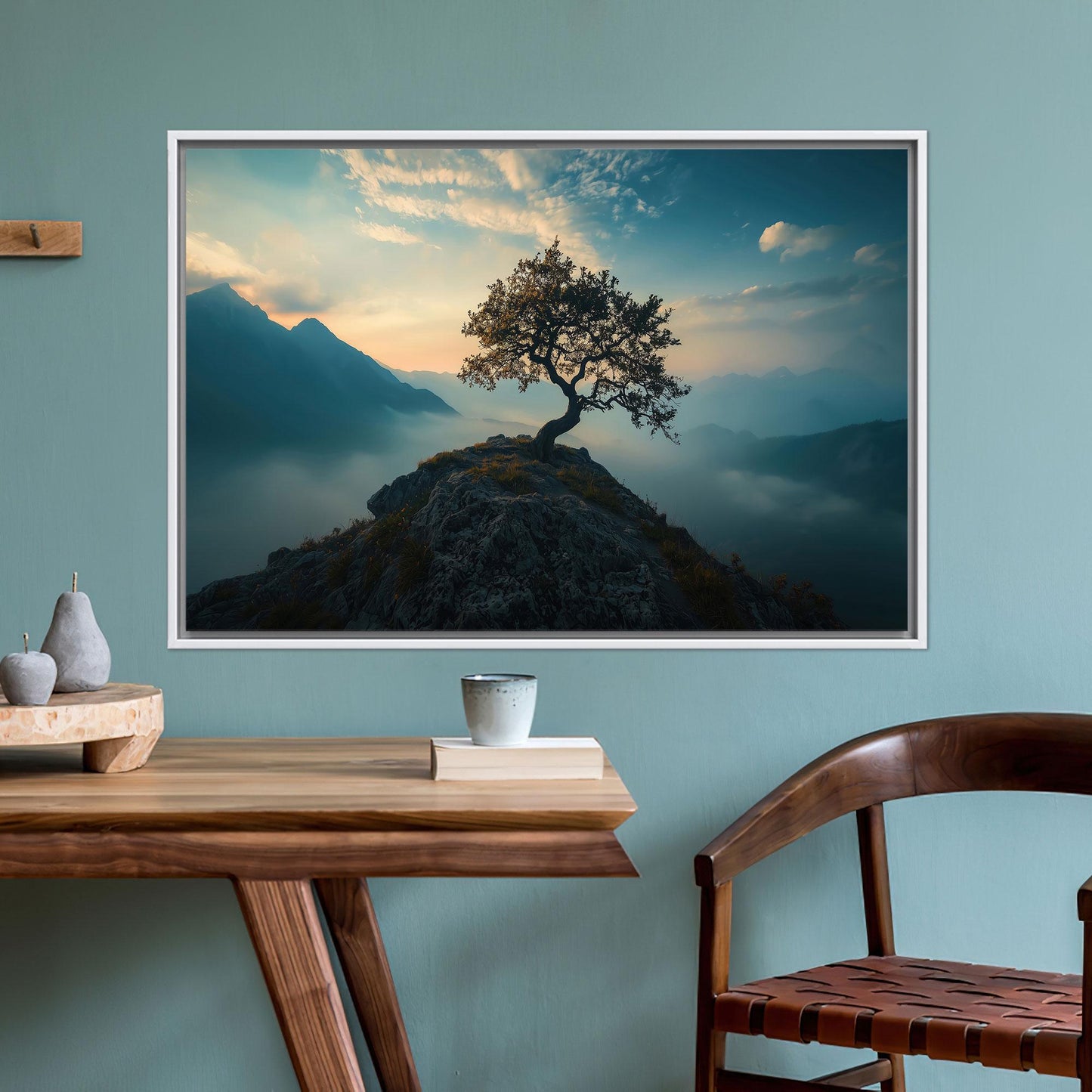 Lone Tree Mountain Serene Sunset Canvas Print