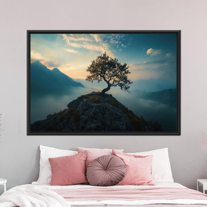 Lone Tree Mountain Serene Sunset Canvas Print