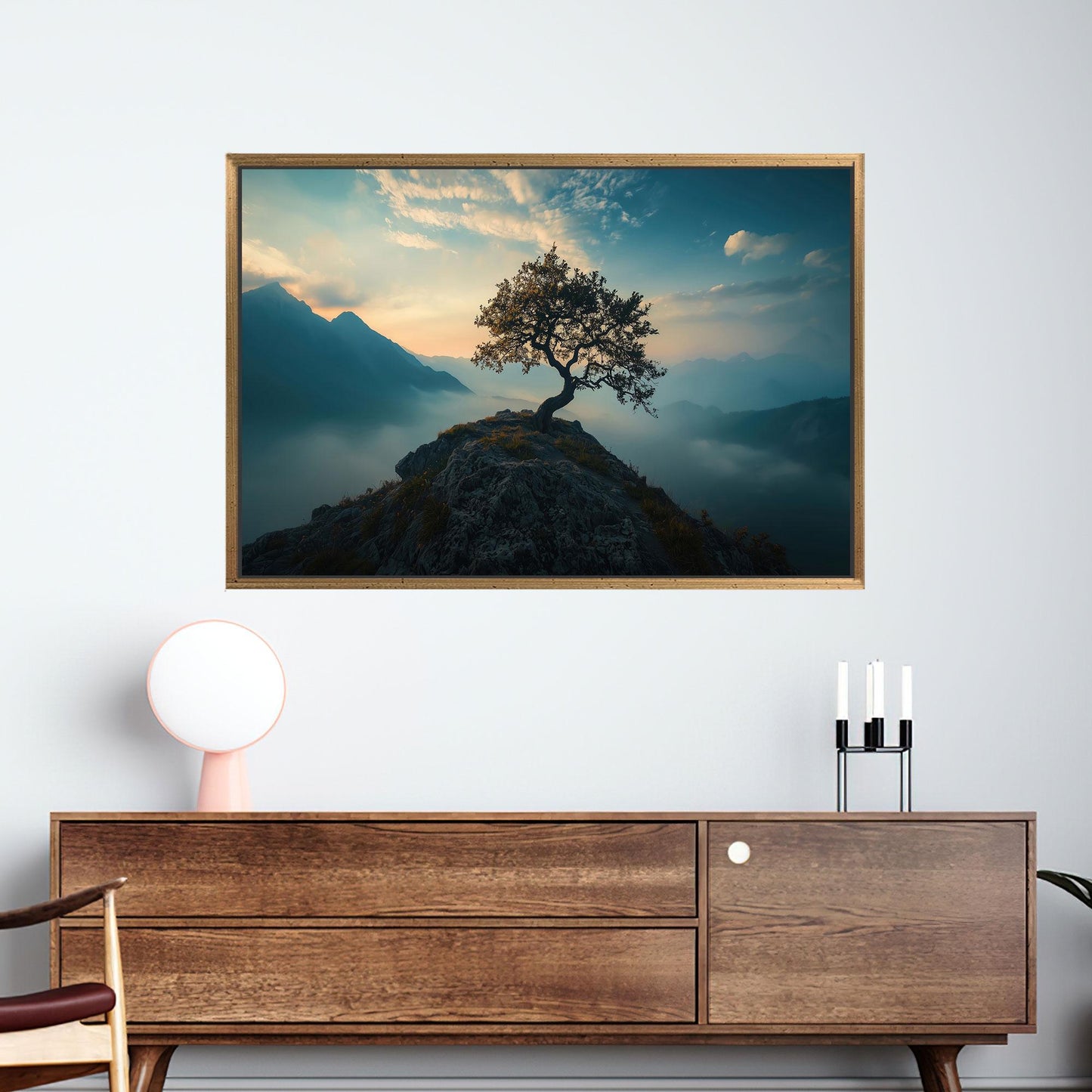 Lone Tree Mountain Serene Sunset Canvas Print
