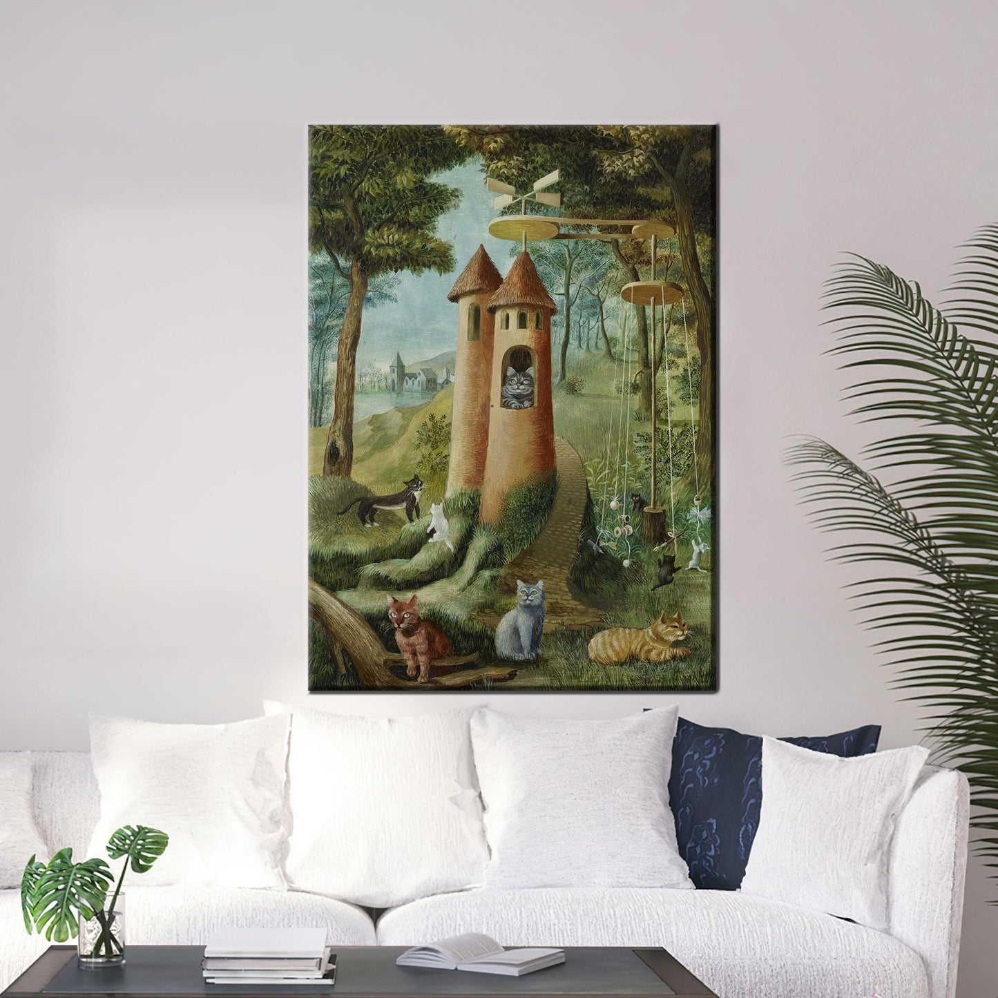 Fantasy Cat Tower Whimsical Fairytale Canvas Print
