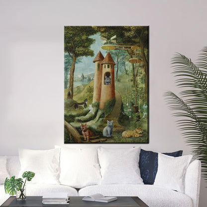 Fantasy Cat Tower Whimsical Fairytale Canvas Print