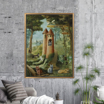 Fantasy Cat Tower Whimsical Fairytale Canvas Print